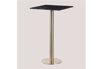 table haute de bar carrée en marbre (60x60 cm) cosmopolitan or champagne 105,5 cm