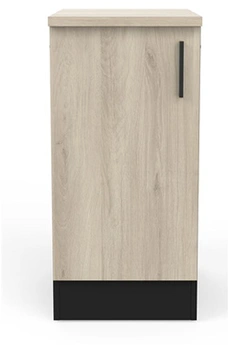 meuble bas de cuisine 1 porte coloris chene kronberg, noir mat - longueur 40 x hauteur 85 x profondeur 60 cm --