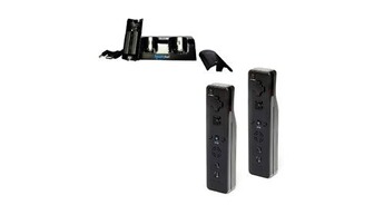 Manette Hobby Tech 2 manettes de jeu type wiimote avec 2 batteries + chargeur - noir