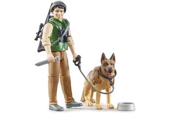 figurine de collection bruder bworld forestier avec chien et équipement