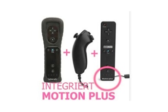 Qumox manette wii motion plus compatible + nunchuck noire pour wii u wii mini