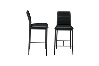 tabouret bas helloshop26 lot de 2 tabourets de bar chaises avec pieds en acier et hauteur d'assise 66 cm noir 03_0005787