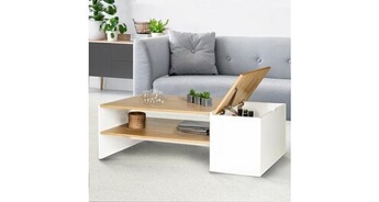 IDMarket Table Basse Detroit 113 Cm - Design Industriel Bois Et Métal Noir