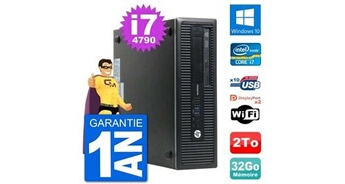 Pc elitedesk 800 g1 core i7-4790 ram 32go disque dur 2to windows 10 wifi