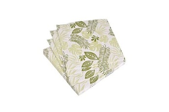 serviette de table paris prix lot de 20 serviettes en papier "feuille" 33x33cm vert