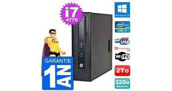 Pc elitedesk 800 g1 core i7-4770 ram 32go disque dur 2to windows 10 wifi