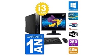 Pc compaq 6200 pro sff ecran 19" i3-2120 ram 4go disque 250go windows 10 wifi