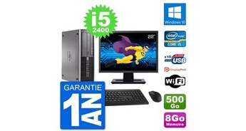 Pc compaq 6200 pro sff ecran 22" i5-2400 ram 8go disque 500go windows 10 wifi