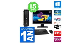 Pc compaq pro 6300 sff ecran 22" i5-2400 ram 16go disque 2to windows 10 wifi