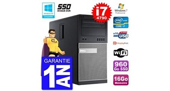 Pc tour 9020 intel core i7-4790 ram 16go ssd 960go graveur dvd wifi w7