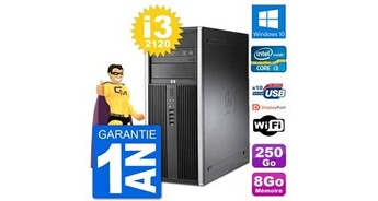 Pc tour 8200 intel core i3-2120 ram 8go disque dur 250go windows 10 wifi