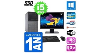 Pc tour 790 mt ecran 19" intel i5-2400 ram 8go ssd 480go windows 10 wifi