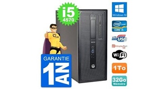 Pc tour elitedesk 800 g1 intel i5-4570 ram 32go disque 1to windows 10 wifi