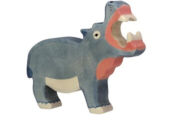 figurine de collection holztiger figurine en bois hippopotame
