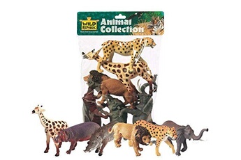 figurine de collection wild republic sauvage république girafe, hippo, lion, guépard, eléphant, warthog animaux africains polybag, 6 pièces