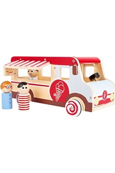 figurine de collection small foot camion à glace xl bois garçons 30 cm blanc/rouge 4 pièces
