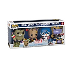 Pack de 4 Figurines Pop Marvel Holiday Groot Hulk Thanos Captain America Exclusivité Fnac