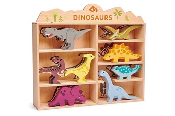 figurine de collection tender leaf toys ensemble d'animaux dinosaur 28 x 38 cm en bois 9 pièces