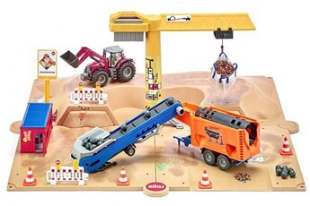 figurine de collection siku chantier avec tracteur 54 x 54 cm brun 9 pièces (5701)