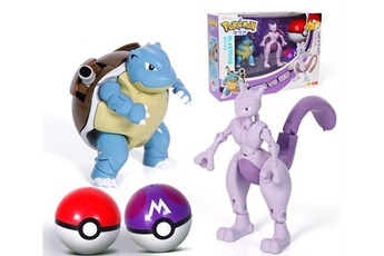 Figurine de collection GENERIQUE Set de 2 pièces Figurines Delicate Pokémon Blastoise + Mewtwo modèle d'action ensemble de jouets pour enfants 9-13 cm