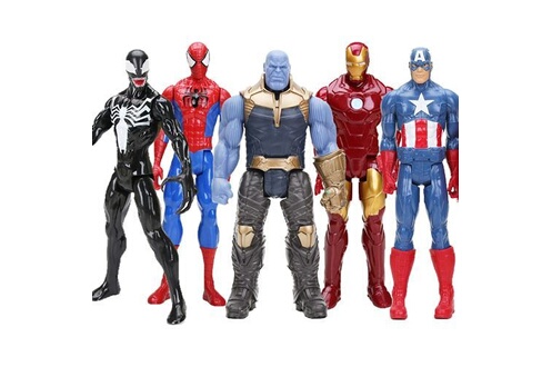 Figurine de collection GENERIQUE Set de 5 pièces Figurines Avengers  Infinity guerre Ironman Spiderman Captain America Thanos Venom Collection  Modèle Jouet 30 cm