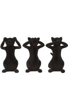 figurine de collection jolipa figurines chats en résine noire floquée - les chats de la sagesse - hauteur 14 cm - largeur 8 cm x profondeur 7 cm