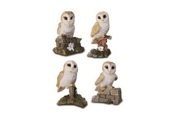 figurine de collection impexit - figurine résine boite de 4 chouettes effraie 10,5/5,5/4 cm