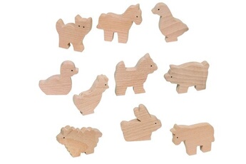 figurine de collection goki blank animaux de ferme de bois 10 pieces