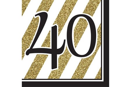 Article et décoration de fête No-name 16 serviettes 40 ans - noir et or
