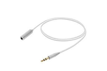Câblage et connectique Akashi Cable Audio Stereo Jack / Jack - 3,5Mm Male/Femelle - Blanc 1 Metre