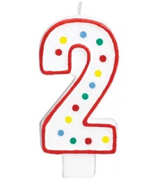 bougie d'anniversaire 2 ans rouge 19 cm