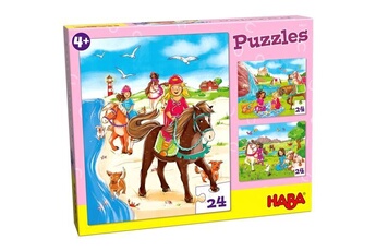 puzzle haba puzzle chevaux amis 3 pièces 24 pièces