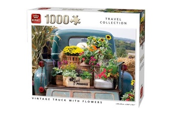 puzzle king casse-tête à scie sauteuse vieux camion avec fleurs 1000 pièces