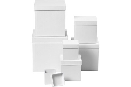 Autres jeux créatifs GENERIQUE Creotime boîtes Carton carré 7,5-23 cm blanc 7 pièces