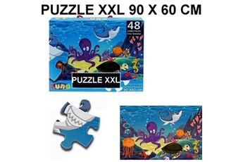 puzzle guizmax puzzle geant 48 pieces la mer poisson pieuvre tortue piece xl 60 x 90 cm - multicolore - autre matériau -