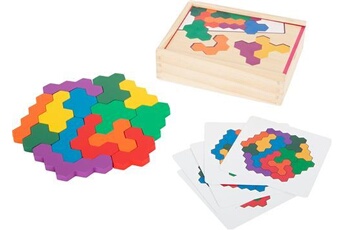 puzzle small foot jeu de puzzle hexagonal junior en bois 14 pièces