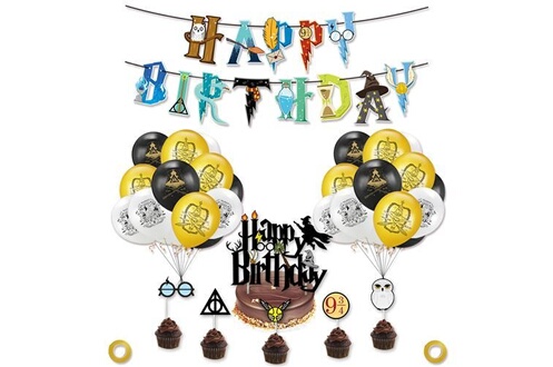 Article et décoration de fête GENERIQUE Décoration Anniversaire pour  Enfants Bannière Ballon Latex Gâteau Décoration Thème Harry Potter - 29PCS