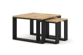table basse bim furniture lot de 2 tables basses nuka m 60x60 cm table basse double chêne artisan / noir