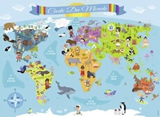 BONNYCO Puzzle Enfant Géant Carte du Monde