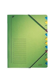 autres jeux créatifs leitz esselte 39120055 trieur à onglets en carton, 12 onglets (vert)