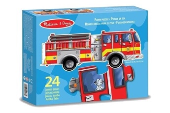 puzzle melissa & doug puzzle de camion de pompier de plancher 24 pièces rouge