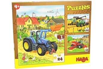 puzzle haba puzzle tractor & co 3-in-1 boys cardboard 3 x 24 pièces