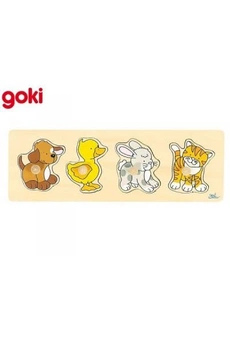 puzzle goki puzzle à boutons bébés animaux 4 éléments -