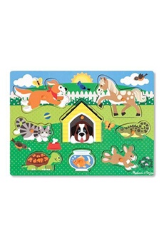 puzzle melissa & doug puzzle en bois à boutons 8 pièces animaux domestiques
