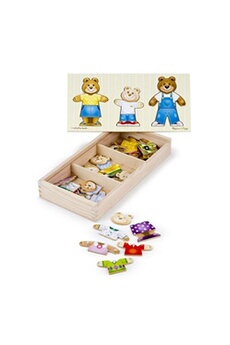 puzzle melissa & doug famille d'ours en bois habille puzzle 45 pièces