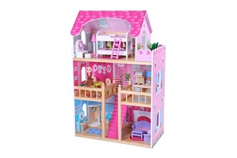 autres jeux d'éveil basic maison de poupée + ensemble de meubles 17 pièces 90x59x33cm