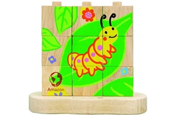 autres jeux d'éveil everearth bloc de bois pour puzzle de la chenille au papillon multicolore