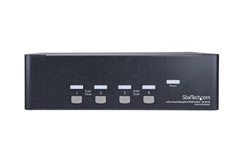Switch KVM double affichage DisplayPort 4K 60 Hz à 4 ports avec hub USB 2.0 intégré - Commutateur écran-clavier-souris/audio/USB - 4 x KVM / audio /