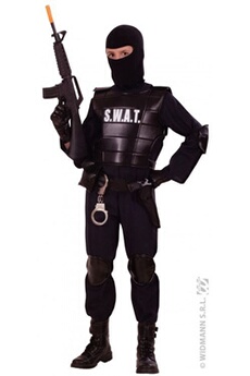 déguisement enfant widmann costume commando d'elite - noir - 116 cm