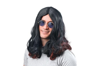 déguisement adulte bristol novelty - perruque rockeur - homme (taille unique) (noir / rouge) - utbn496